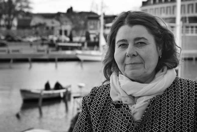 Catherine Legrand, professor and deputy vice chancellor at Linnaeus University, stands on the balcony of her lab in Kalmar.