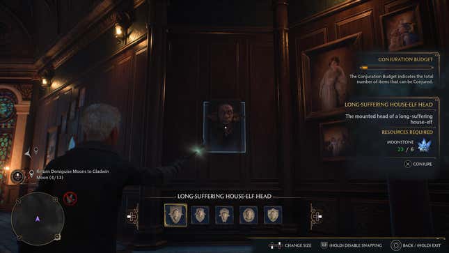 A long-suffering house-elf head, a decor option in your Hogwarts Legacy Room of Requirement.