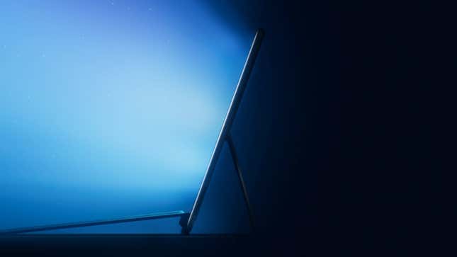 A teaser photo from Microsoft of what looks to be a laptop silhouette 