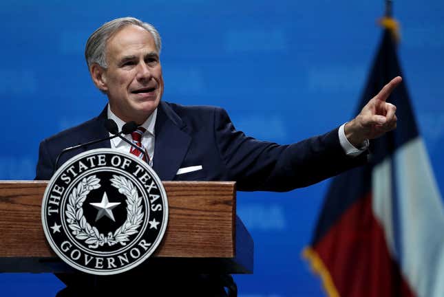 Texas Gov. Greg Abbott speaks at the NRA-ILA Leadership Forum during the NRA Annual Meeting &amp; Exhibits at the Kay Bailey Hutchison Convention Center on May 4, 2018 in Dallas, Texas. The National Rifle Association’s annual meeting and exhibit runs through Sunday. 