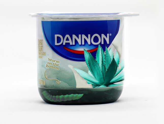 Image for article titled New Dannon Blue Agave Yogurt Features Hallucinogenic Worm On Bottom