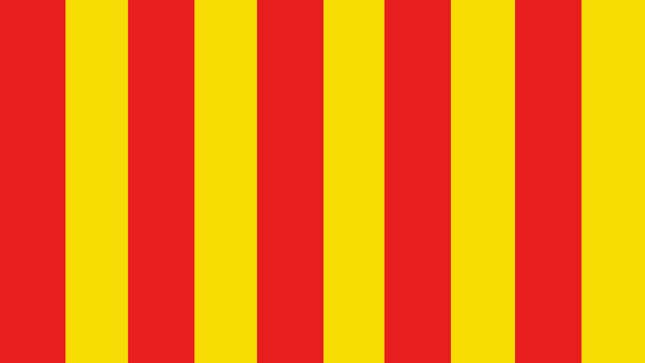 An illustration of the alternate stripes on the red and yellow flag used in F1. 