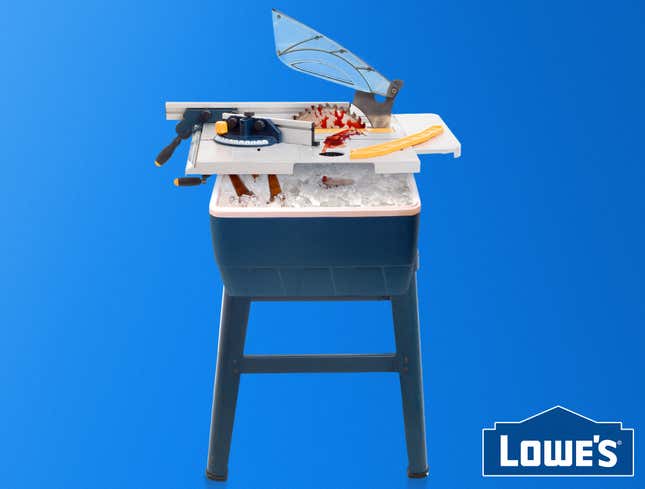 Image for article titled Lowe’s Unveils New Table Saw With Attached Ice Chest For Storing Cut-Off Fingers