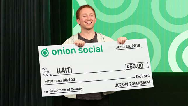 Image for article titled Onion Social CEO Responds To Company Chaos By Donating $50 To Haiti