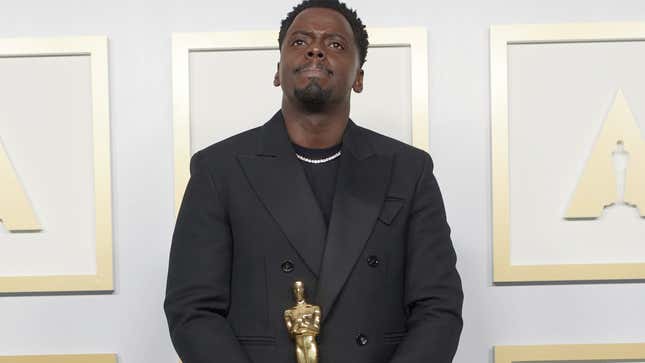 Daniel Kaluuya poses with the Best Actor in a Supporting Role award during the 93rd Annual Academy Awards on April 25, 2021 in Los Angeles, Calif.