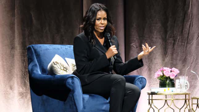 Former First Lady Michelle Obama discusses her new book “Becoming” at Capital One Arena on November 17, 2018, in Washington, DC.