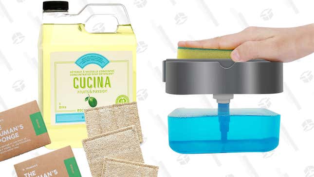 Truman’s Cleaning Sponges 2 Packs of 3 | $5 | Amazon | Clip coupon
Eld Soap Dispenser for Kitchen | $10 | Amazon | Clip coupon
Lime Zest and Cypress Tree Dish Soap Refill | $13 | Amazon