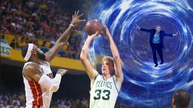 Image for article titled Bill Simmons Ventures Into Interdimensional Vortex To Find Out If LeBron James Could Dominate In Different NBA Eras