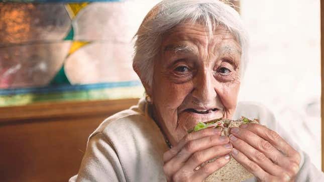 Image for article titled Stunned Family Watches As Grandmother Wolfs Down Sandwich In 33 Minutes