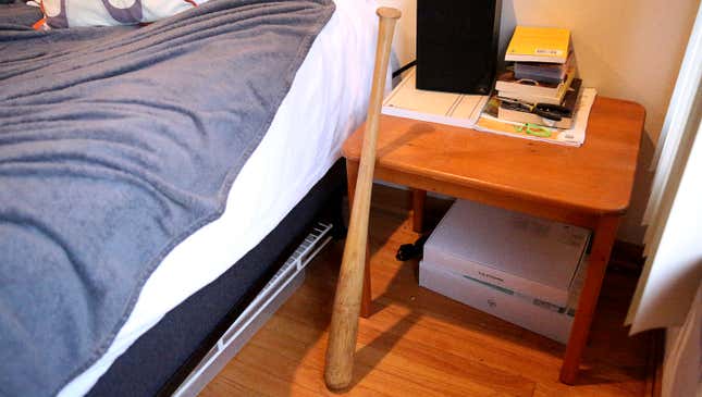 Image for article titled Man Always Sleeps With Bat Beside Bed Just In Case Any Major League Pitchers Try To Break In
