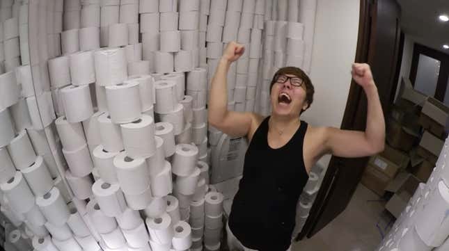 Image for article titled YouTuber Says He Didn&#39;t Recently Buy 1,000 Rolls Of Toilet Paper