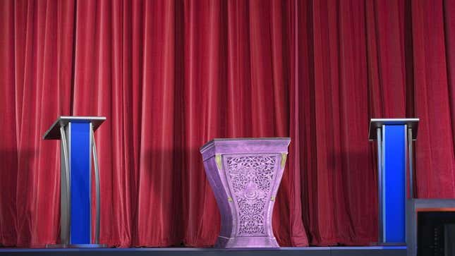 Image for article titled GOP Debate Stage Manager Pulls Ladies’ Podium Out Of Storage For Carly Fiorina