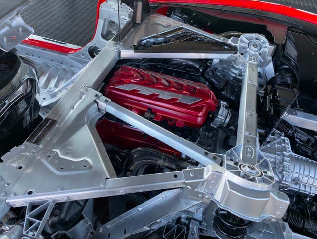 C8 cutaway showing rear strut towers and LT2 engine. Photo: Bozi Tatarevic