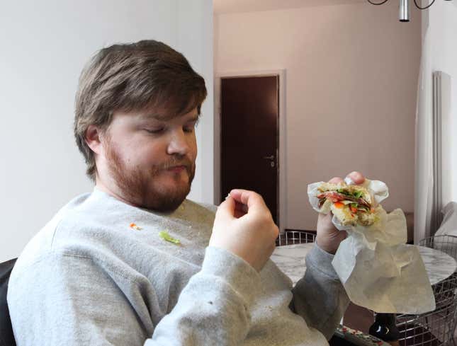 Image for article titled 11% Of Lunch Eaten Off Sweatshirt