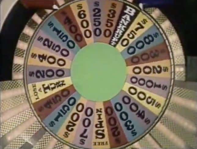 A typical mid-’80s overhead shot of the Ed Flesh-designed Wheel Of Fortune wheel