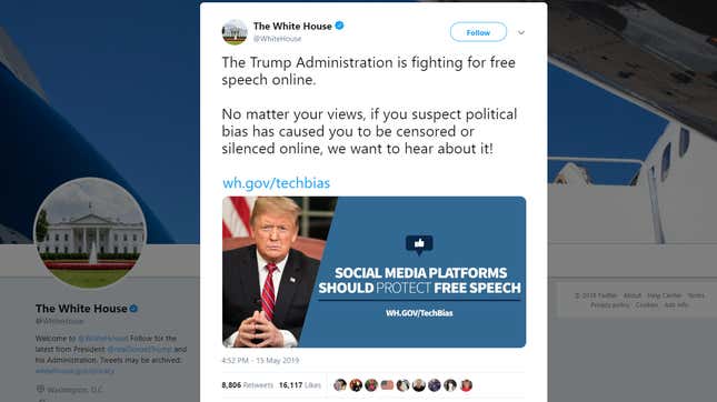 Image for article titled Trump Admin Creates Web Portal for Supporters to Complain About Getting Banned on Social Media