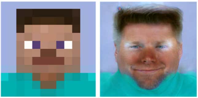 Imagen para el artículo titulado Esto es lo que pasa cuando le das personajes de videojuego a un algoritmo para mejorar fotos pixeladas