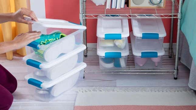 Sterlite 12-Pack 6 qt. Storage Boxes | $18 | Amazon | Temporarily out of stock, but orderable