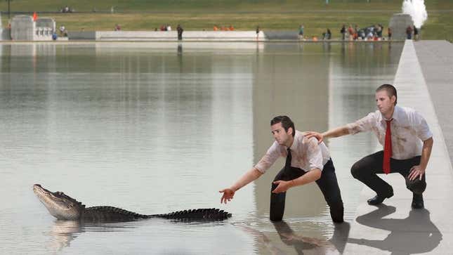 Image for article titled Trump Boys Sadly Release Pet Alligator Into Lincoln Memorial Reflecting Pool