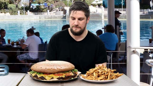 Image for article titled SeaWorld Café Introduces New 5-Pound Orca Burger–Eating Challenge