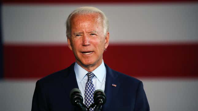 The presumptive Democratic presidential nominee Joe Biden speaks at McGregor Industries on July 09, 2020 in Dunmore, Pennsylvania.