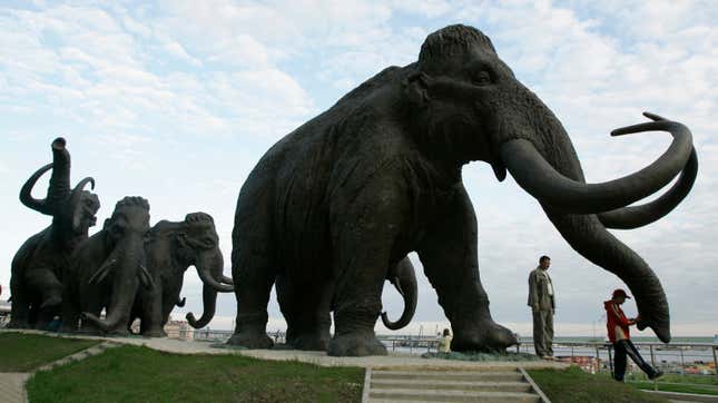 A mammoth sculpture in Khanty-Mansiisk, Siberia, Russia. 