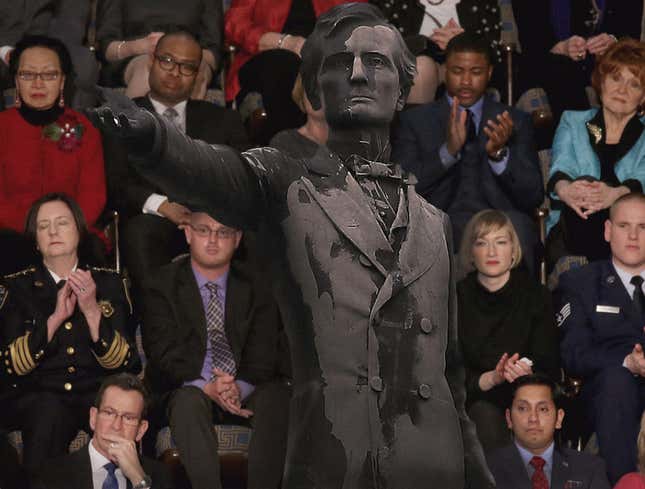Image for article titled Trump Welcomes Jefferson Davis Statue As Special State Of The Union Guest