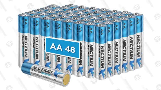 NECTIUM AAA Batteries (48 Pack) | $12 | Amazon | Use code KINJA48AAA
NECTIUM AA Batteries (48 Pack) | $15 | Amazon | Clip coupon