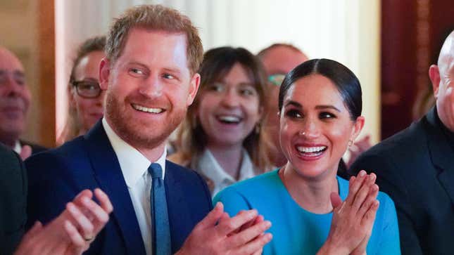 Prince Harry, Duke of Sussex, left,  and Meghan, Duchess of Sussex on March 5, 2020, in London, England. 