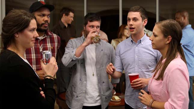 Image for article titled Man At Party Comes Crawling Back To Conversation He Thought He Could Do Better Than