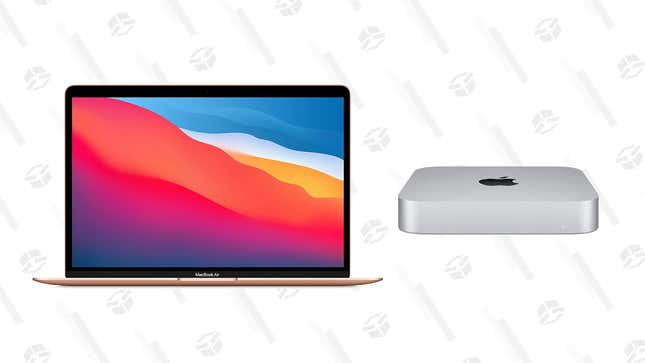 Apple Mac Mini (M1, 256GB) | $649 | Amazon
Apple Mac Mini (M1, 512GB) | $849 | Amazon
Apple MacBook Air (M1, 256GB) | $990 | Amazon
Apple MacBook Air (M1, 512GB) | $1,198 | Amazon
Apple MacBook Pro (M1, 256GB) | $1,199 | Amazon
Apple MacBook Pro (M1, 512GB) | $1,400 | Amazon