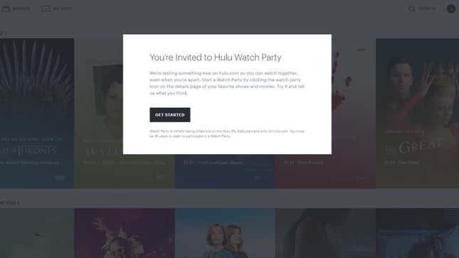 Image for article titled Hulu&#39;s Watch Party Could Be the Cure for Quarantine Boredom