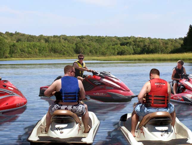Image for article titled Leader Of Sea-Doo Riders Holds Court In Middle Of Lake
