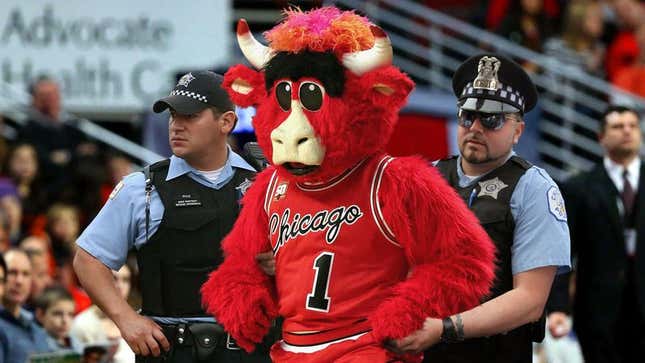 Image for article titled Benny The Bull Busted For Possession Of Unlicensed T-Shirt Gun
