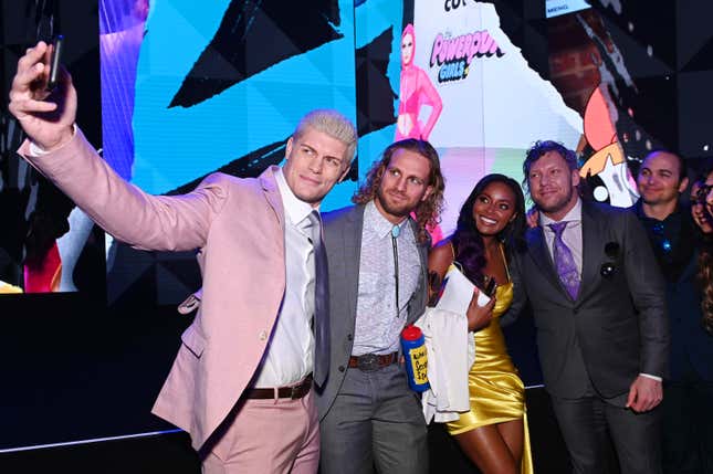 Cody Rhodes and others from the AEW stable take a moment at the WarnerMedia upfronts.