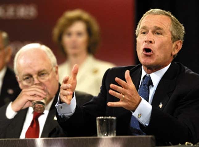 Cheney Wows Sept. 11 Commission By Drinking Glass Of Water While Bush Speaks