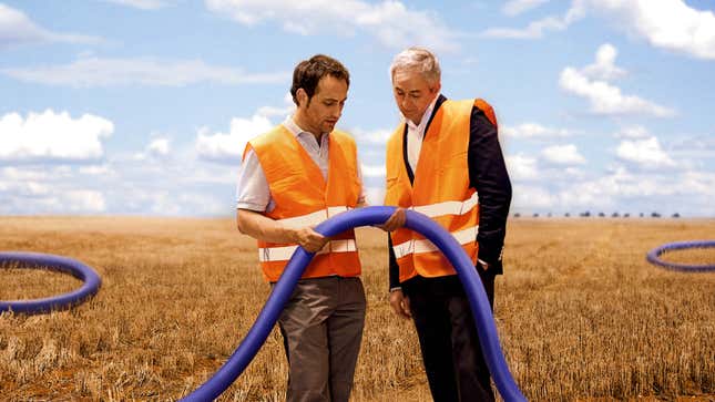 Image for article titled Confused Army Corp Of Engineers Trying To Find Out What Big Blue Cable Connected To Country Does