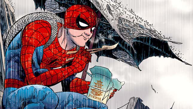 Peter enjoying a distinctly tastier snack than Chef Boyardee in Amazing Spider-Man #578.