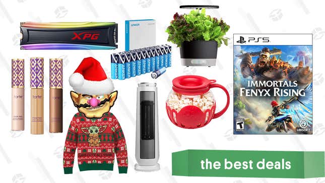 Image for article titled Sunday&#39;s Best Deals: AeroGarden Harvest, Immortals: Fenyx Rising, Indoor Ceramic Heater, Ugly Star Wars Sweaters, 4TB NVMe SSD, AA Batteries, and More
