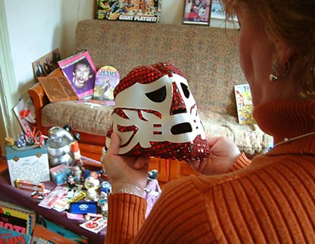 Lowery in the process of packing "some sort of mask or something."