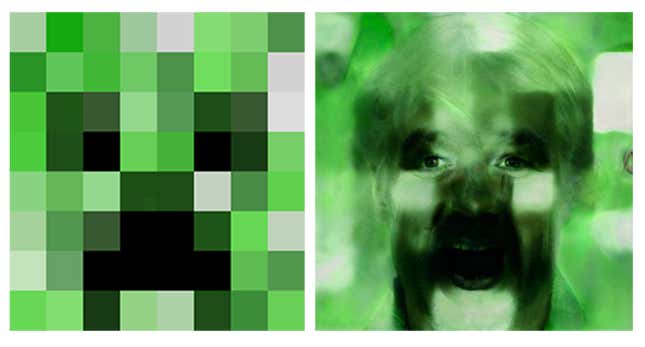 Imagen para el artículo titulado Esto es lo que pasa cuando le das personajes de videojuego a un algoritmo para mejorar fotos pixeladas