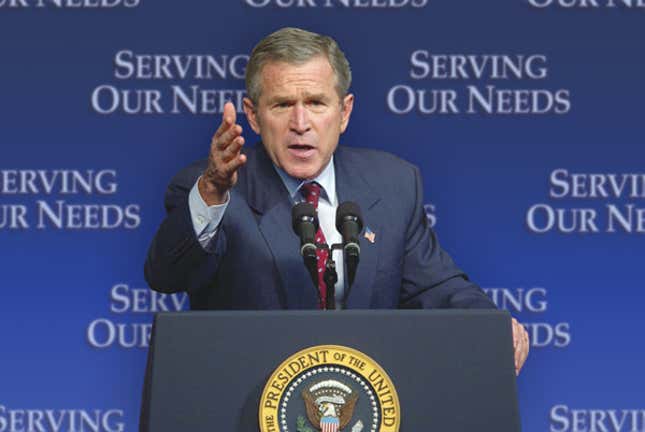 Bush lauded the "progressive American heroes" who he says will be vital in carrying out the mission.