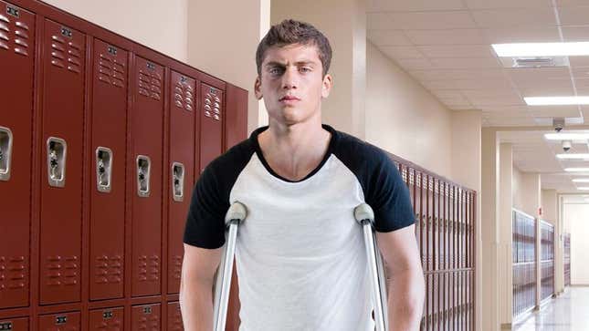 Image for article titled High School Athlete On Crutches Walking Around Like Fallen Hero