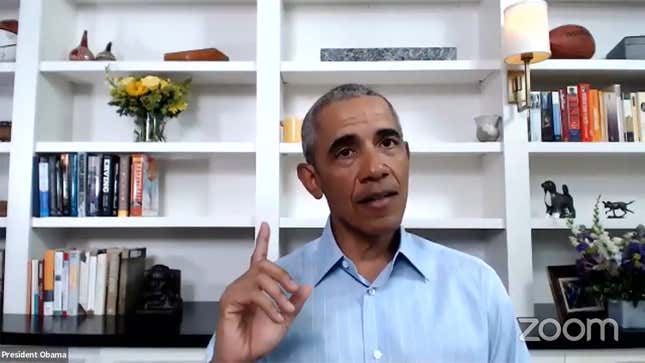 Former US President Barack Obama participates in a virtual town hall on June 3, 2020.