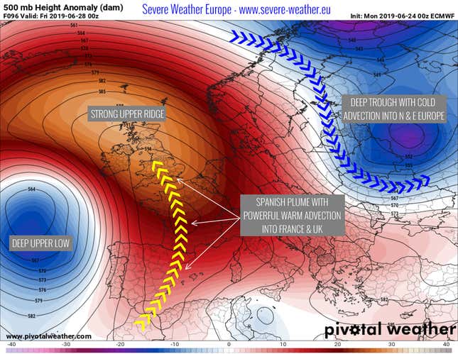 Imagen para el artículo titulado Bloqueo Rex, la peculiar causa de la ola de calor que golpea Europa con temperaturas récord esta semana