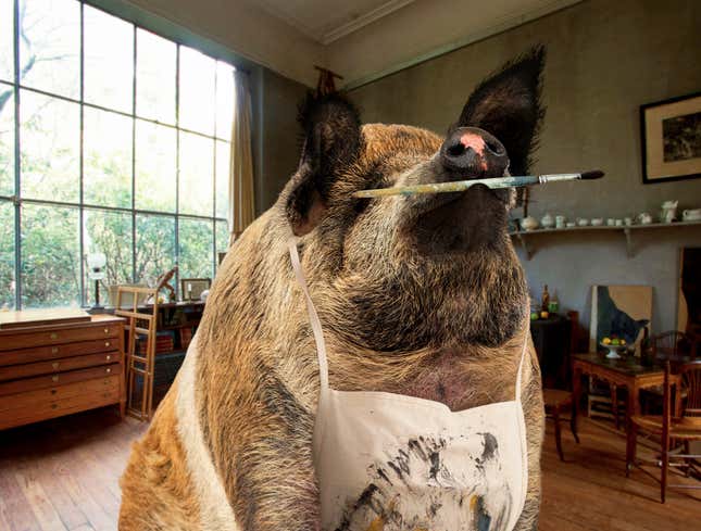 Image for article titled Hog With Paintbrush Commissioned For Trump Presidential Portrait