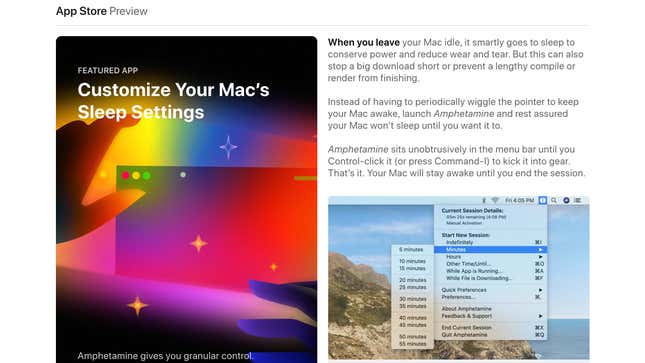 Apple has featured Amphetamine in its Mac App Store Story.