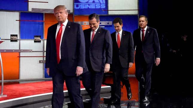 Image for article titled Fox Producers Attempt To Tire Out Aggressive Candidates Before Debate By Letting Them Run Around Outside