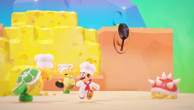 Image for article titled ‘It’s Simply Bursting With Creative Wonder,’ Says Reviewer Of New Game Where Mario Sometimes Dresses As Chef