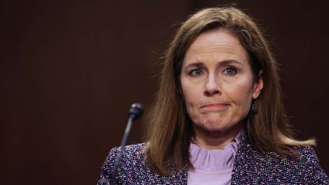 Amy Coney Barrett in front of the Senate Judiciary Committee on Wednesday.